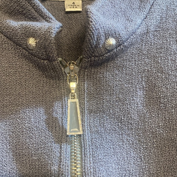 St. John Collection Knit Crop Jacket, Size 4 Color Light Purplish Blue - Picture 2 of 9